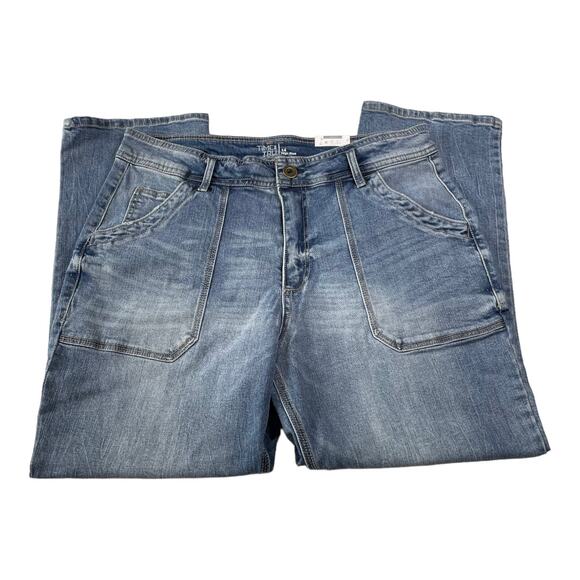 Time and Tru Womens Size 14 Utility Slim High Rise Denim Blue Jeans Medium Wash - Picture 3 of 13